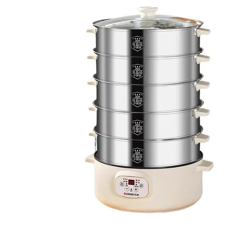 220V krachtige elektrische voedselstomers met grote capaciteit en timerfunctie voor meerlaags stomen, intelligent koken - afbeelding 2