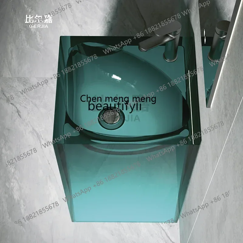 ss cn8350 ss 8350 Floor-Type Bathroom Wash Basin Color Transparent Resin Art Basin Pedestal Basin
