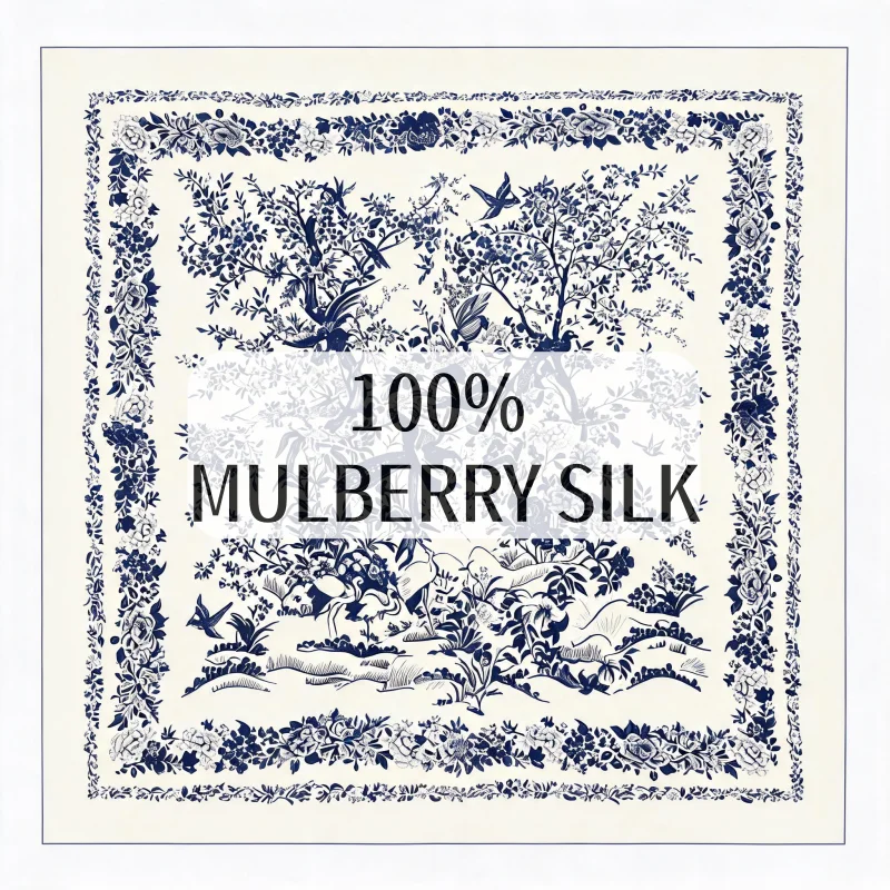 100% Mulberry Silk Vintage Garden Magpie Peony Satin Square Scarf Ladies Neckerchief Headband Bag Decor All Match Accessory