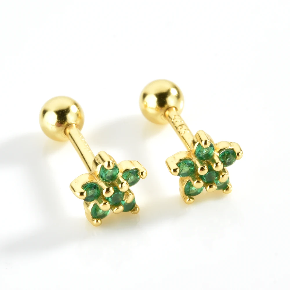 ANDYWEN 925 Sterling Silver Gold Star Stud Earring Clear Green Black 10 Color Piercing Pendientes 2022 Women Wedding Jewelry