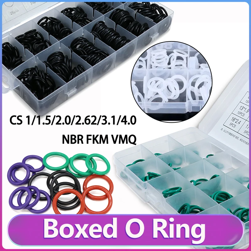

Boxed O Ring NBR FKM VMQ CS 1/1.5/2.0/2.62/3.1/4.0 Seal Washer Plumbing Gasket Nitrile Butadiene Rubber Spacer Oring Kit