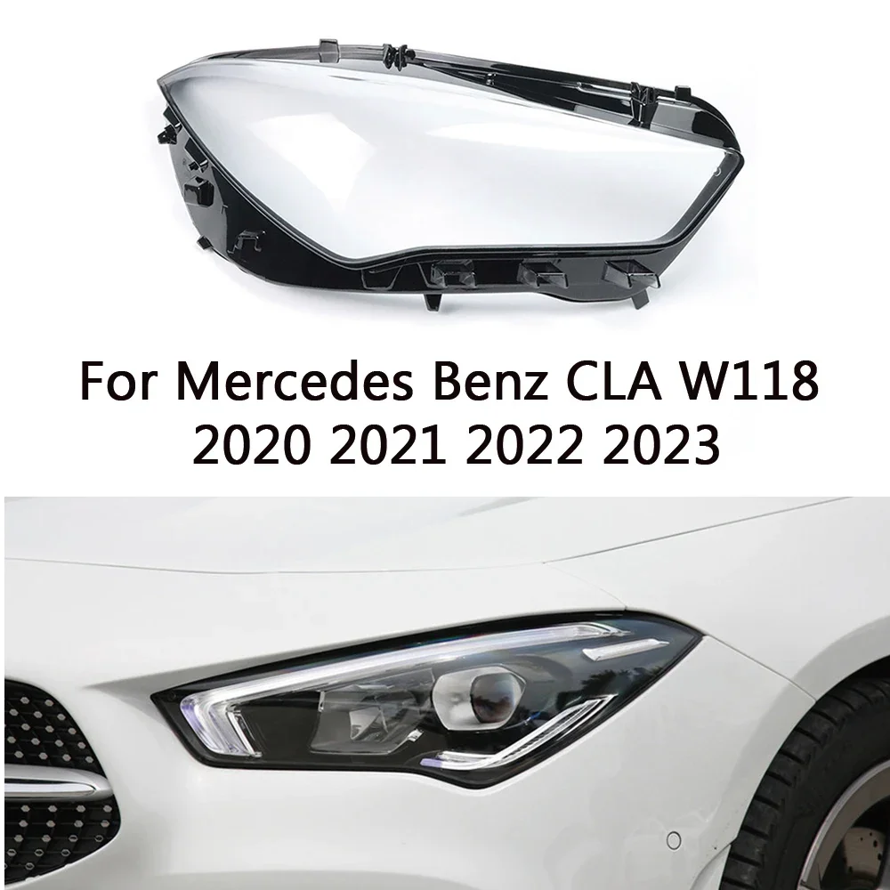 

HTTCY For Mercedes Benz CLA W118 2020 2021 2022 2023 Auto Accessory Headlights Glass Cover Transparent Lampshade Shell