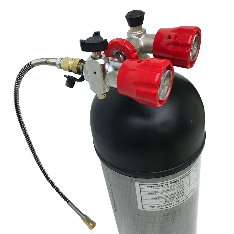 ACECARE-cilindro de buceo de fibra de carbono, 9L, 4500PSI, 300bar, 30MPa, Hpa, válvula de tanque de buceo, estación de llenado Scba