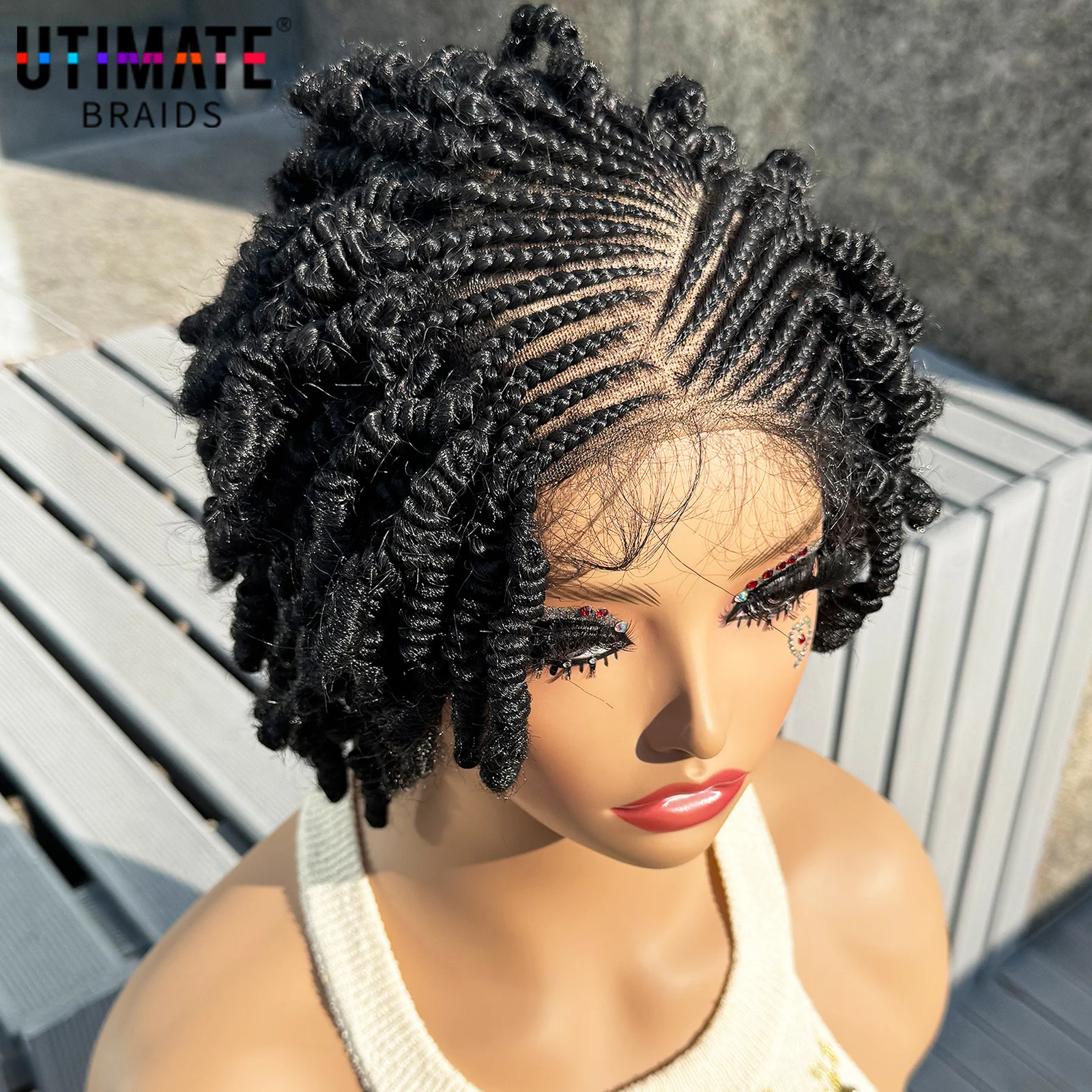 

Новинка: синтетический парик с косами-корнроу, парик с полной сеткой, парик с косами-банту, короткий парик с африканскими косами без узлов для чернокожих женщин