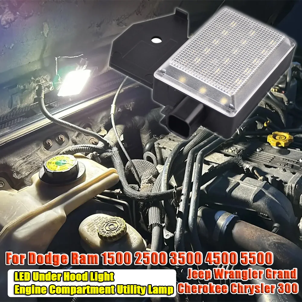 For Dodge Ram 1500 2500 3500 4500 5500 LED Underhood Hood Courtesy Lamp Light Kit Wire：68090861AA Light：68395126AA