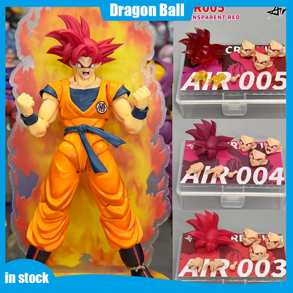 Air Dragon Ball Shf Red God Breath Super Saiyan God Son Goku Heads Kit Anime Action Figure Collection Model Toy Custom Kids Gift