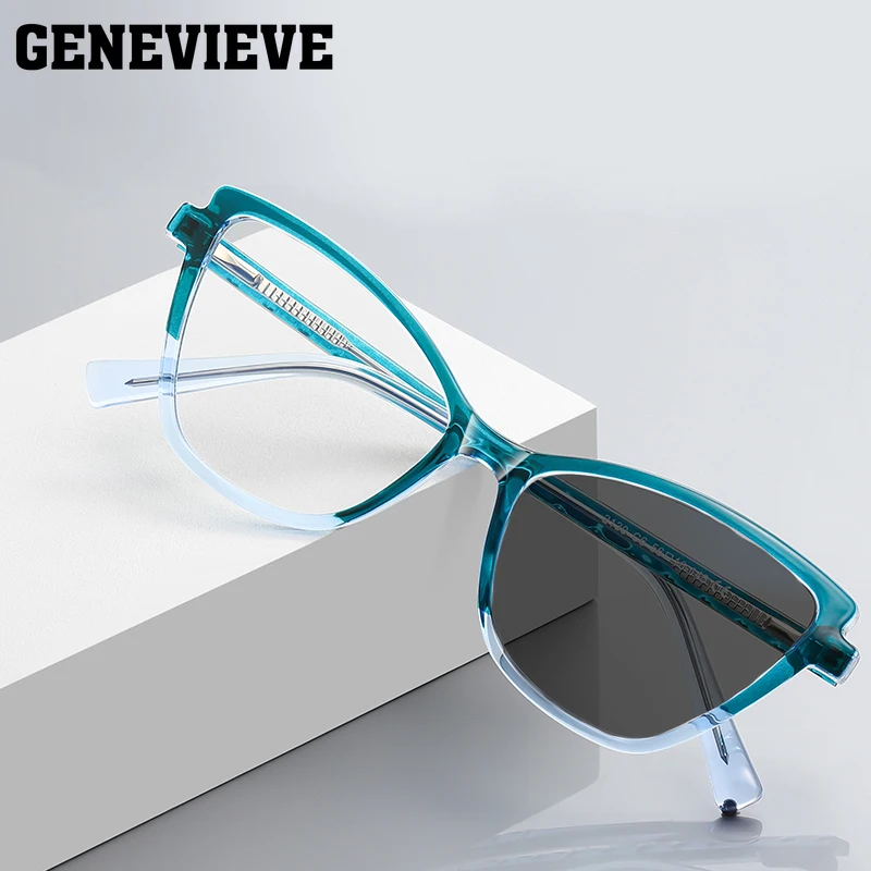 

GENEVIEVE Fashion Cat Eye Design Women's Anti-Blue Light Glasses Customizable Prescription Photochromic Prescription Glasses2130