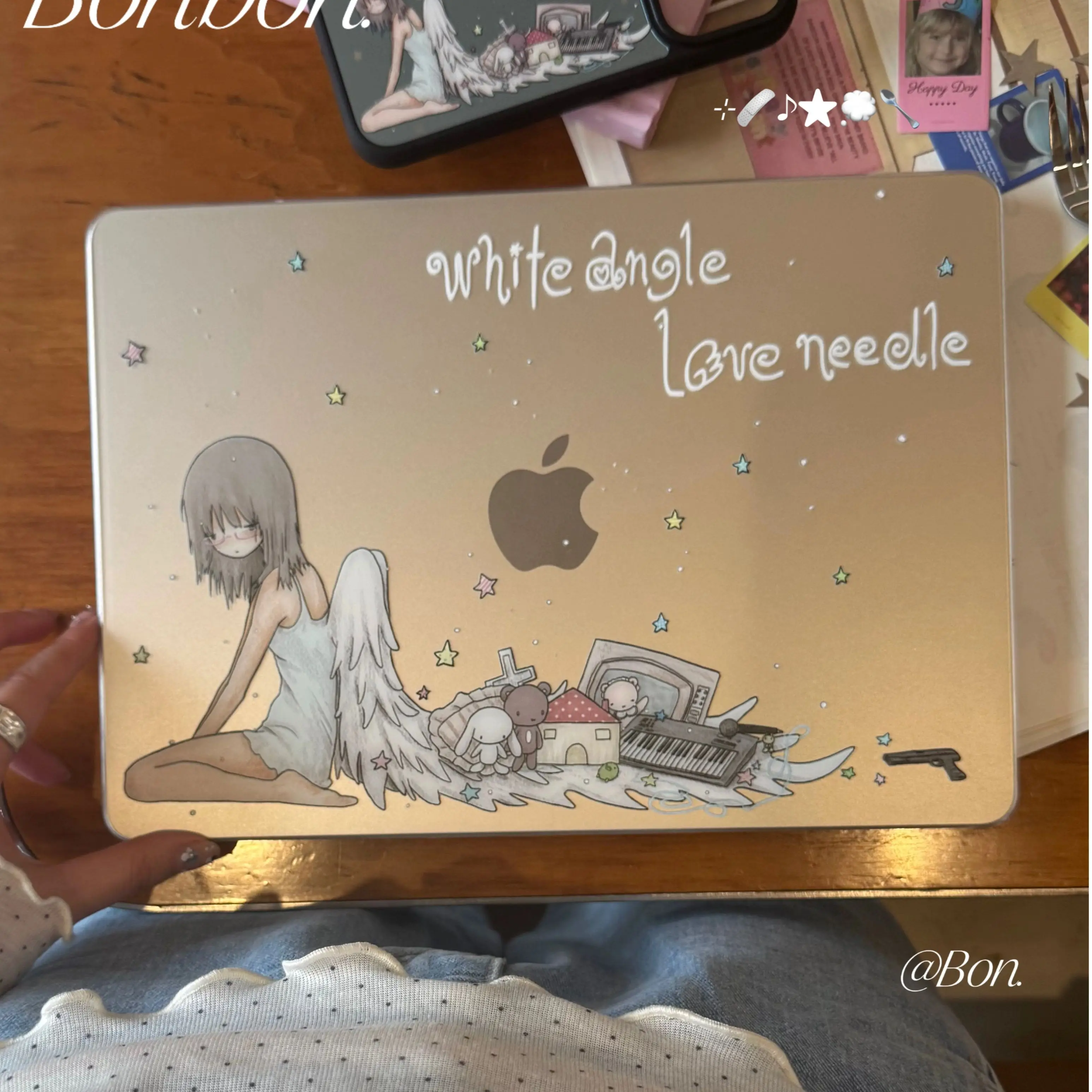 Girl Angel Wings Y2K Crystal Laptop Case For Macbook Air 13.6 M4 M3 M2 Air13.3 A1932 A2179 A2337 Neo A3404 A2251 Air15 16 Cover