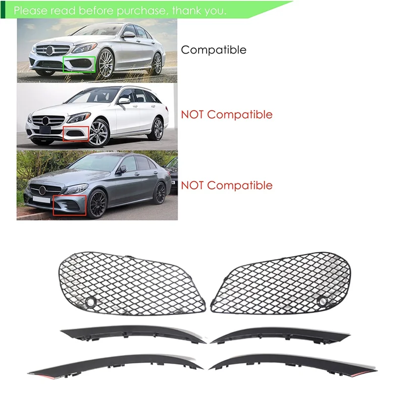 

A95E-Front Bumper Fog Light Air Vent Grille Cover For C-Class W205 C180 C200 C260 2015-2018 2058852523