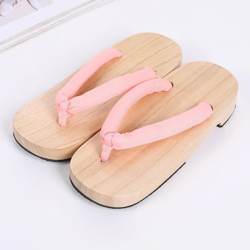 Ninja Cosplay Shoes Natural Wooden Clogs Non-slip Oriental Sandals Geta Samurai Flip Flops Slippers Kimono Props
