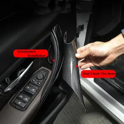 ภายในรถแผงประตูคว้าปลอกมือจับคาร์บอนไฟเบอร์ Armrest ป้องกัน Trim แต่งรถสำหรับ BMW 3 4 Series F32 F34 F30 f35