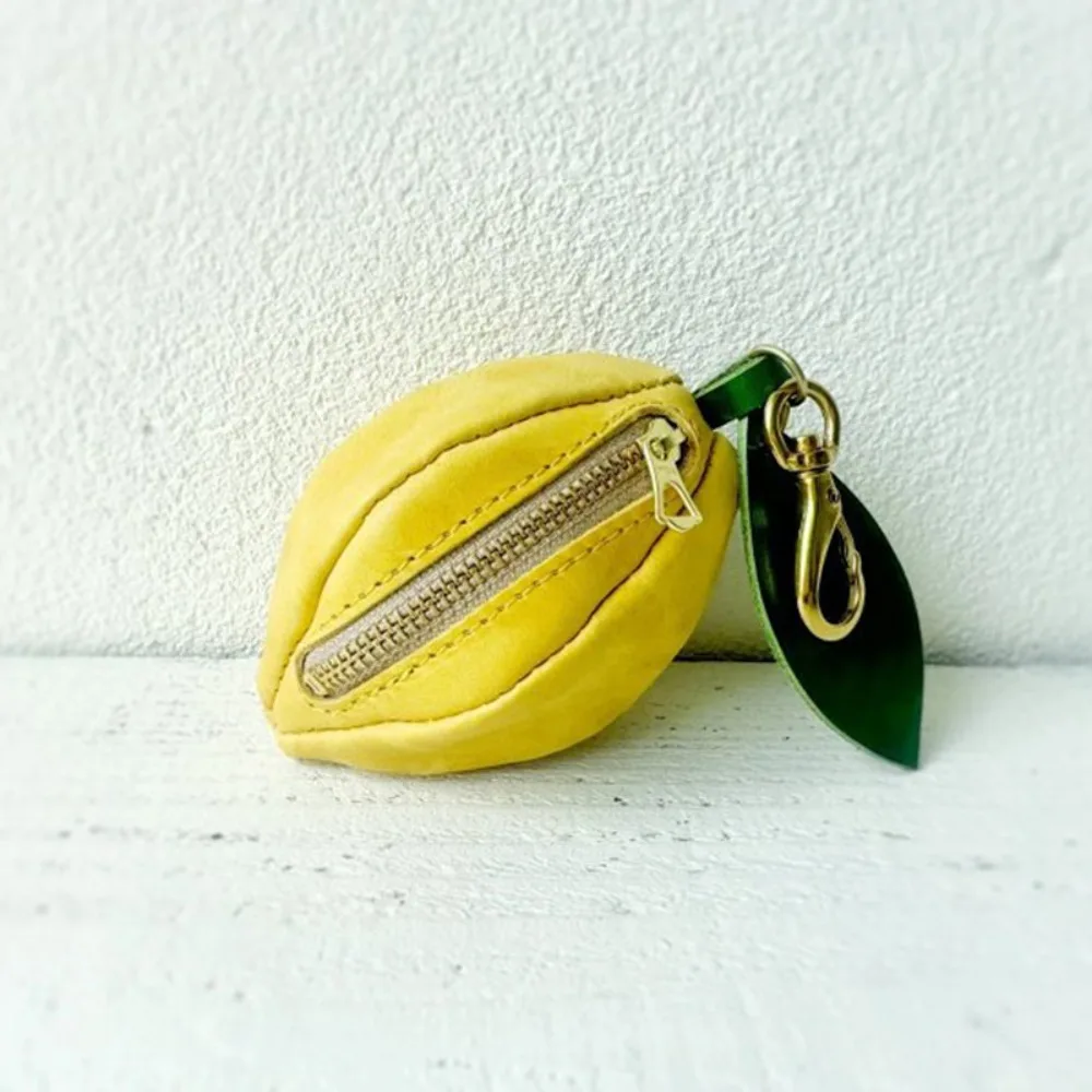 키 체인 귀여운 과일 모양 동전 지갑 한국 스타일 아보카도 PU 가죽 펜던트 귤 열쇠 고리 미니 보관 주머니 야외