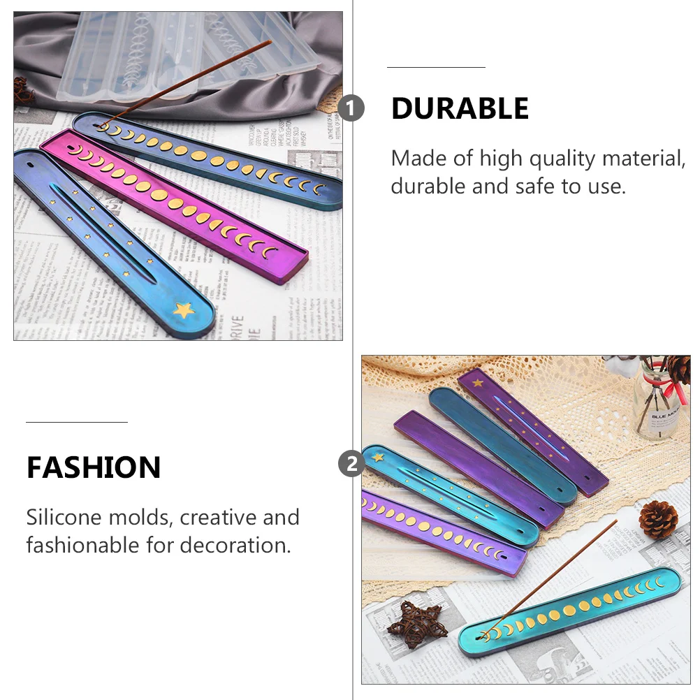 

1 шт., держатель для ароматических палочек, форма с рисунком фазы Луны, легко чистится, добавьте краски, блестки, жемчуг для уникального образа