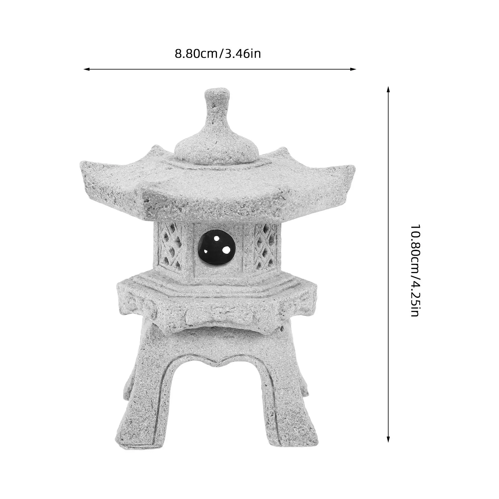Japanese Miniature Stone Lantern Statue Pagoda Style with Removable Top for LED Light Warm Glow Zen Garden Bonsai Aquarium Decor