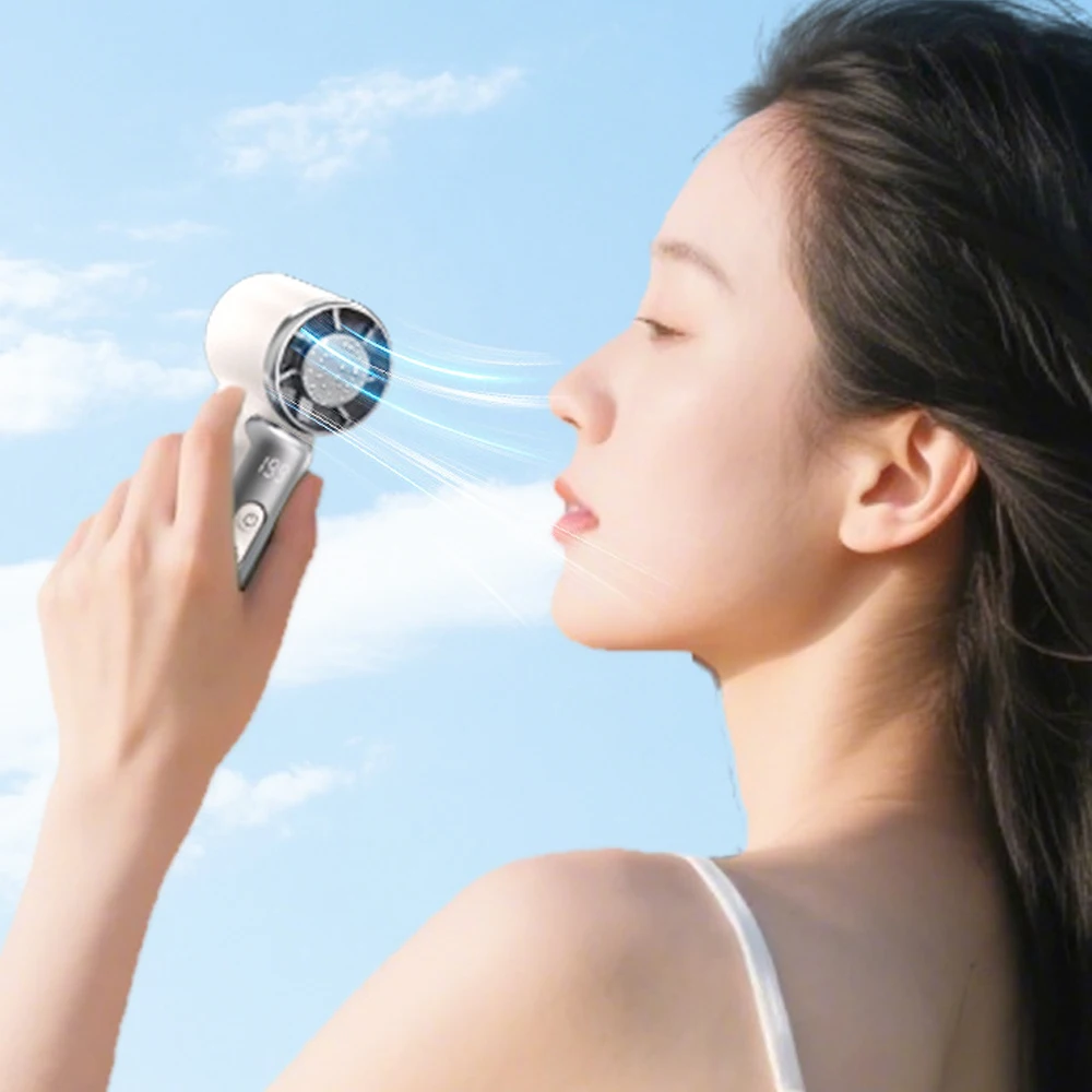 Mini High Speed Handheld Fan 3600mAh LED Display Portable Mini Handheld Turbo Fan, Desk Fan, Outdoor Cooling, Rechargeable Fan image 6