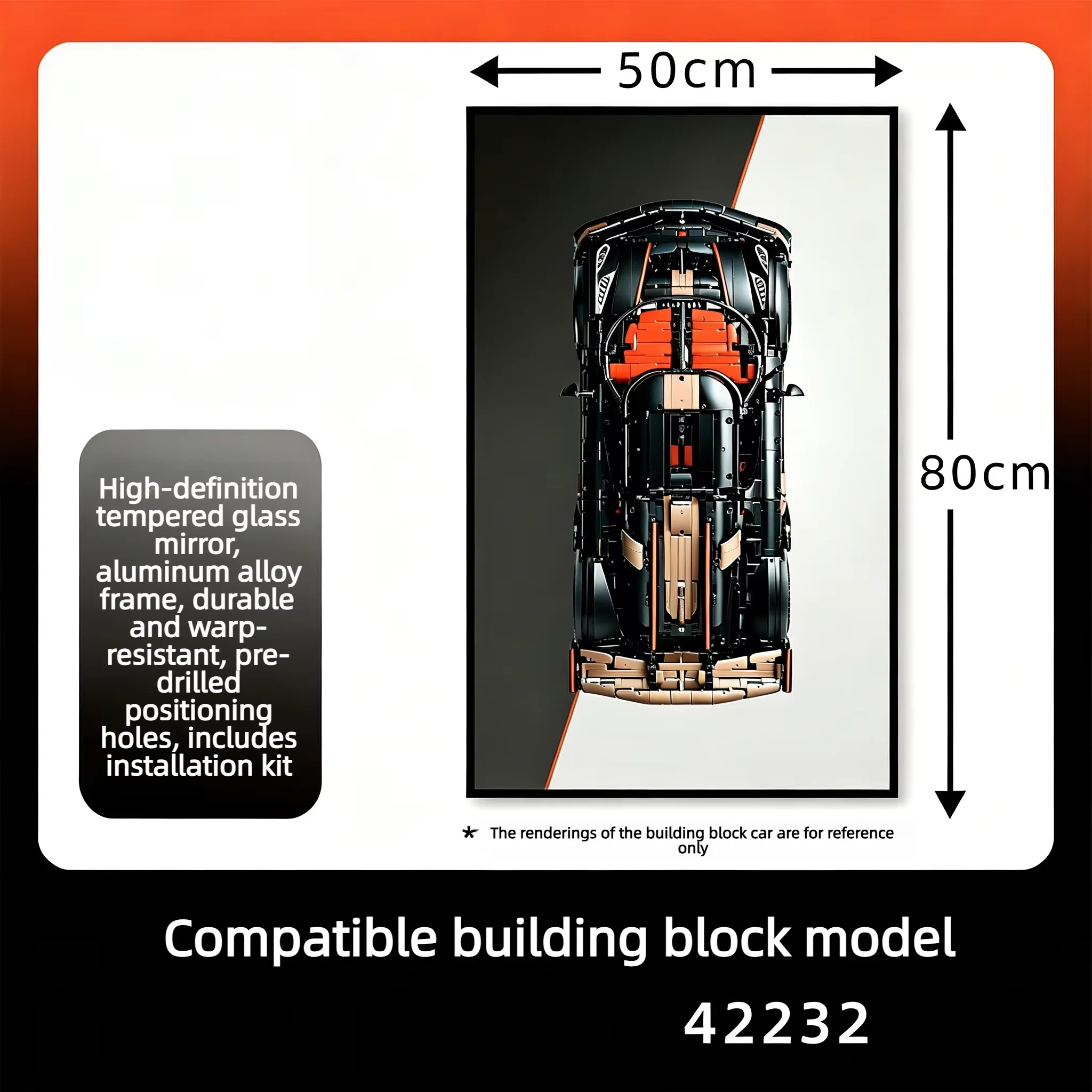 New Wall Mount Display Frame Compatible with Lego 42232 Technic Race Car 42232 Building Blocks Model Wall Decor Display Frame