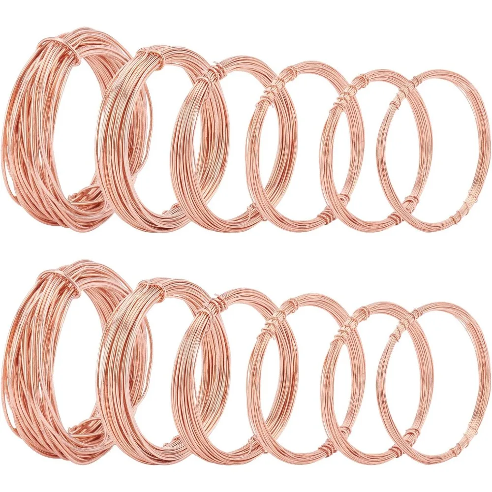 12 Rolls 196 Feet Dead Soft Copper Wire, 18/20/22/24/26/28 Gauge Solid Bare Copper Wire Round Craft Copper Wire for Jewelry