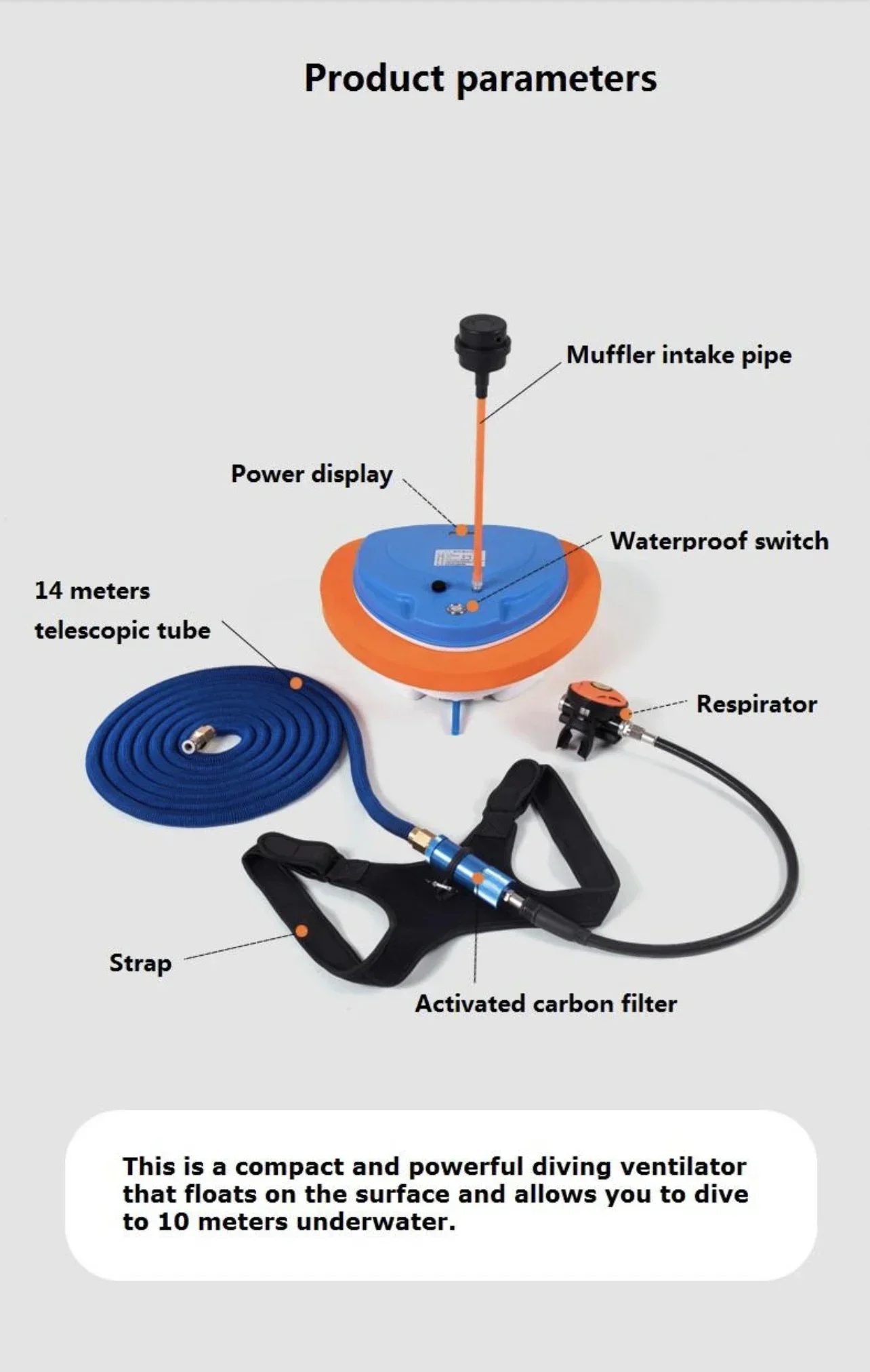 Mini Hookah Diving Compressor Equipment 10 Meters 3.5 Hours