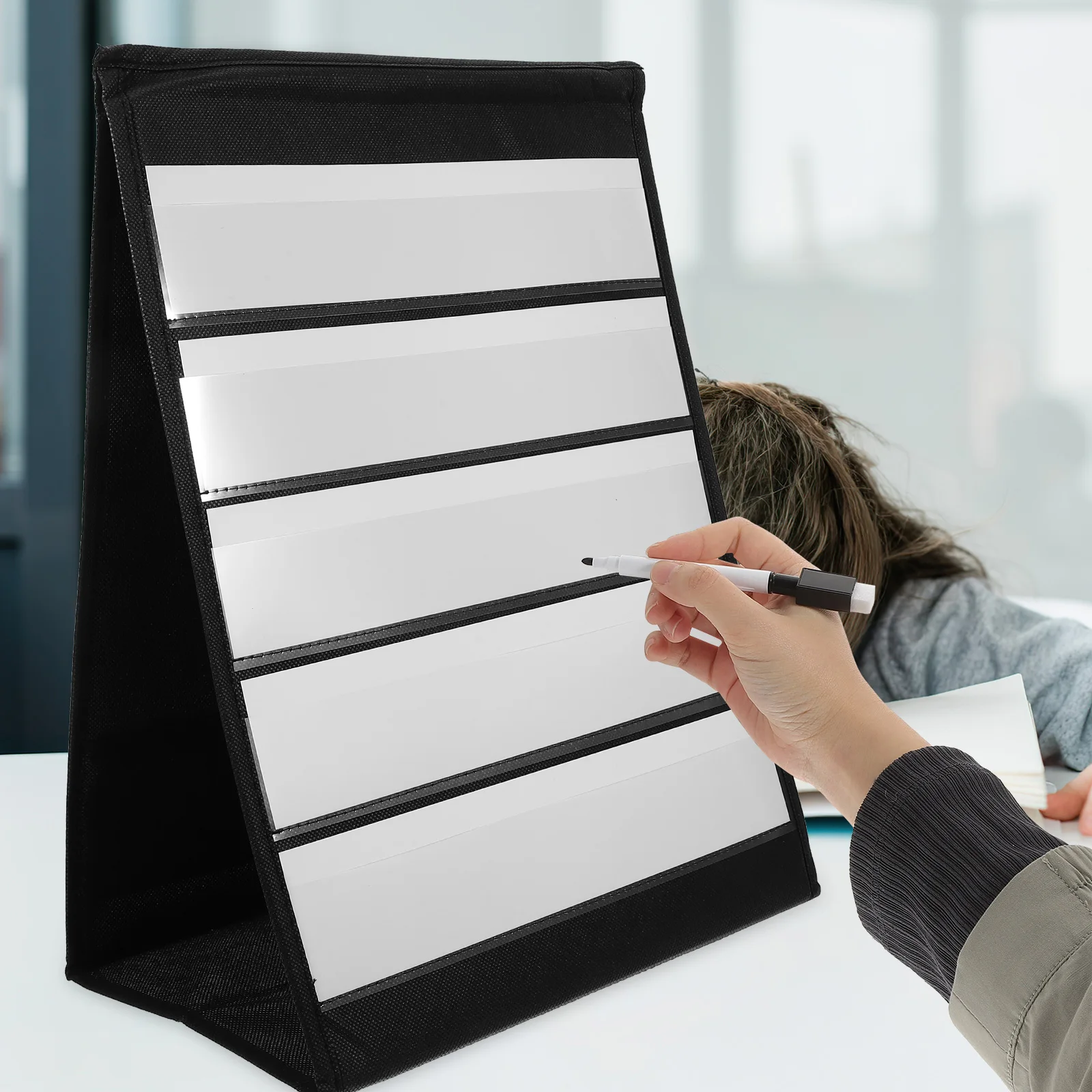 

Desktop Display Stand Business Card Chart for Classroom Calendar Pocket Pvc Daily Schedule