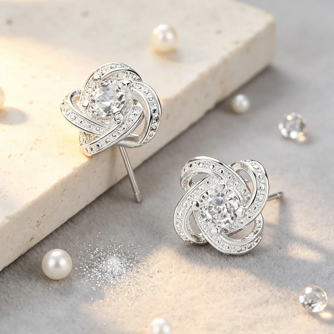 Special offer 925 sterling Silver Ethnic Shiny crystal Earrings studs for Women fashion Jewelry Holiday Gifts party wedding