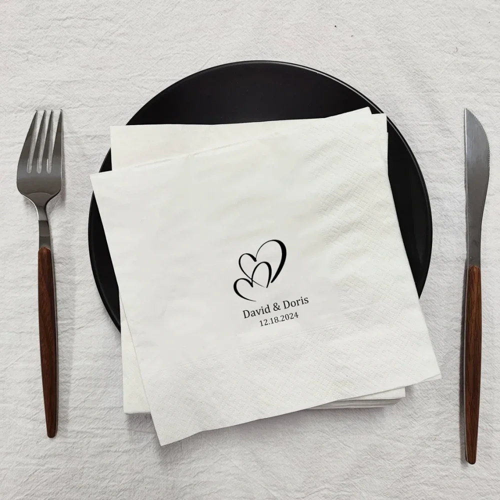 70pcs Custom Bulk Paper Napkins,Wedding Cocktail Napkins,Anniversary Engagement Printed Design Napkins,Minimalist Wedding Decor