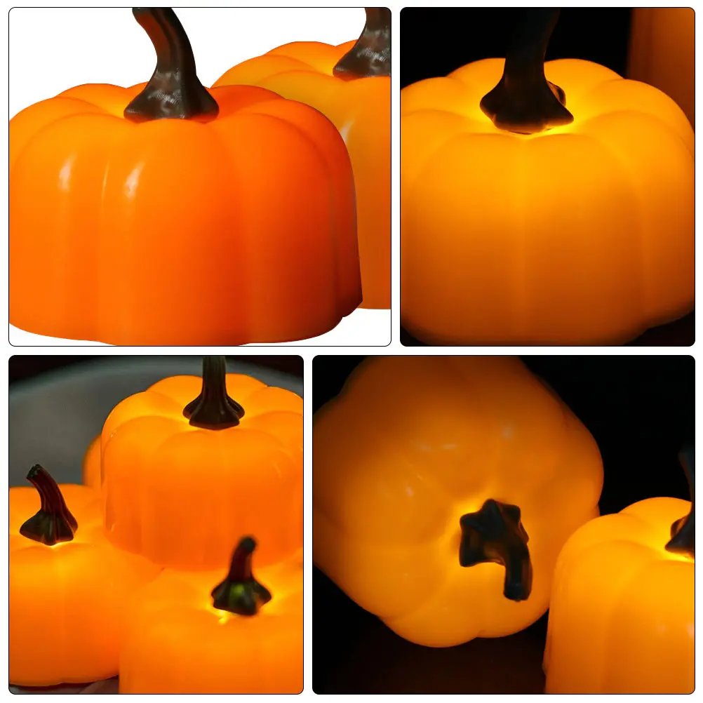 

24pcs Pumpkin Lamp Yellow Electronic Halloween Decor Lamp For Party Carnival Haunted Decorative Lamps Night