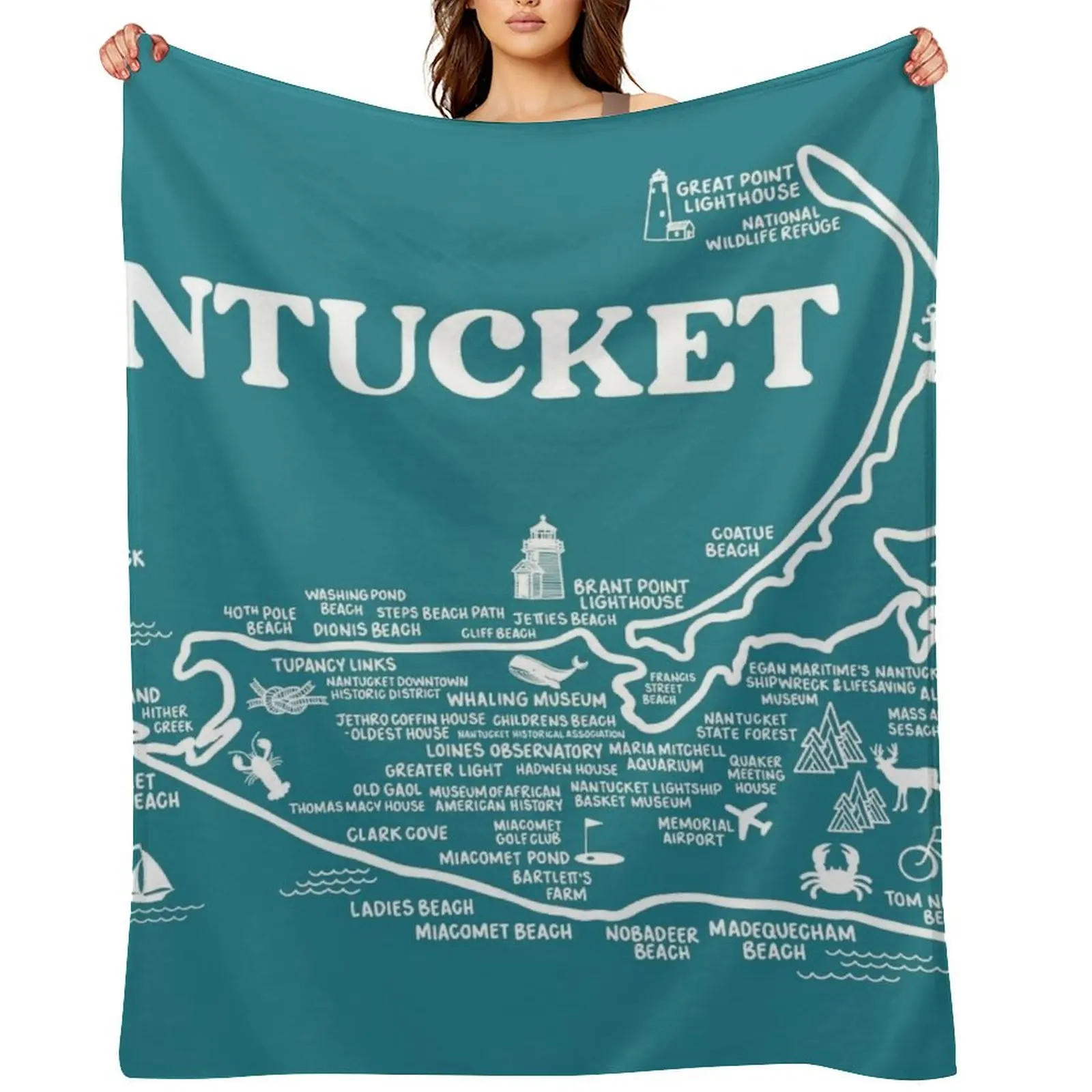 

Nantucket Map Throw Blanket Winter beds Hairy bed plaid Blankets