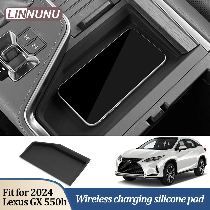 Linnunu-Car Central Control Painel de carregamento sem fio Material protetor de silicone Pad Dustproof Auto Decoração Interior Fit para Lexus Gx550, 550H, 2024
