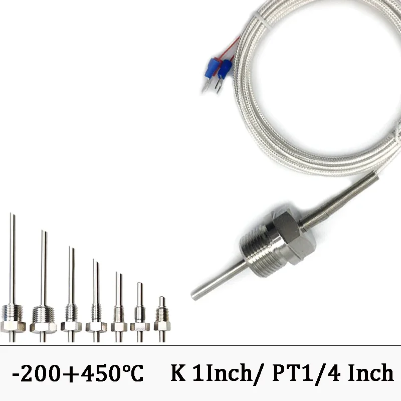 

Inch PT100/K Stainless Steel Fixed Thread Platinum Thermal Resistance Thermocouple Waterproof Temperature Sensor Probe