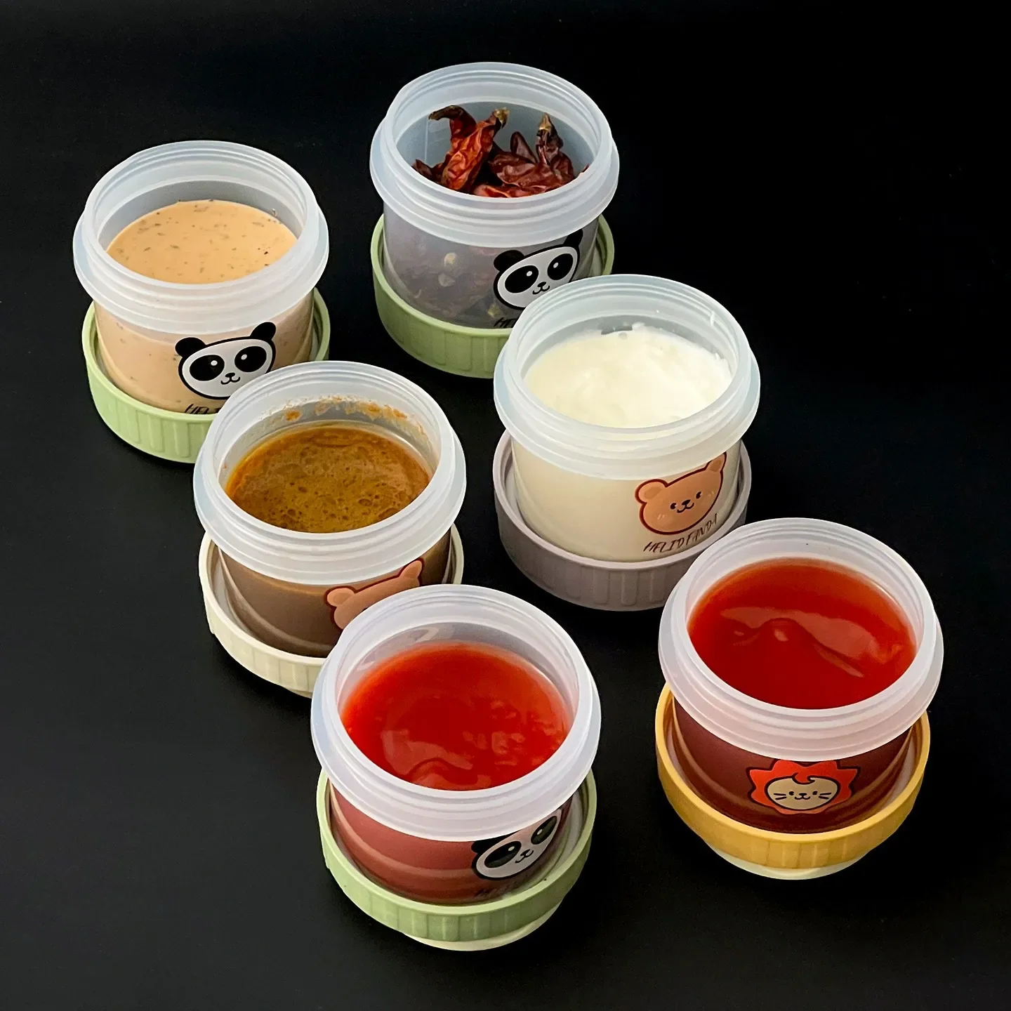 Reusable Salad Dressing Container Mini Round Plastic Dipping Sauce Dish Portable Sealed Sauce Bowl With Lid Kitchen Tableware