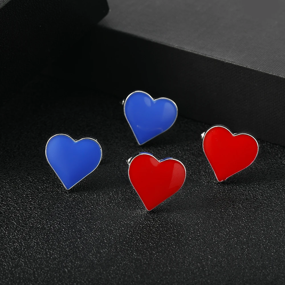 Einzigartiges schönes Geschenk für Herren, Ehemann, Freund, Vater, Rot, Blau, Schwarz, Herz, Manschettenknöpfe, Hemd, Manschettenknöpfe, Smoking-Knopf-Schmuck – Detail 3