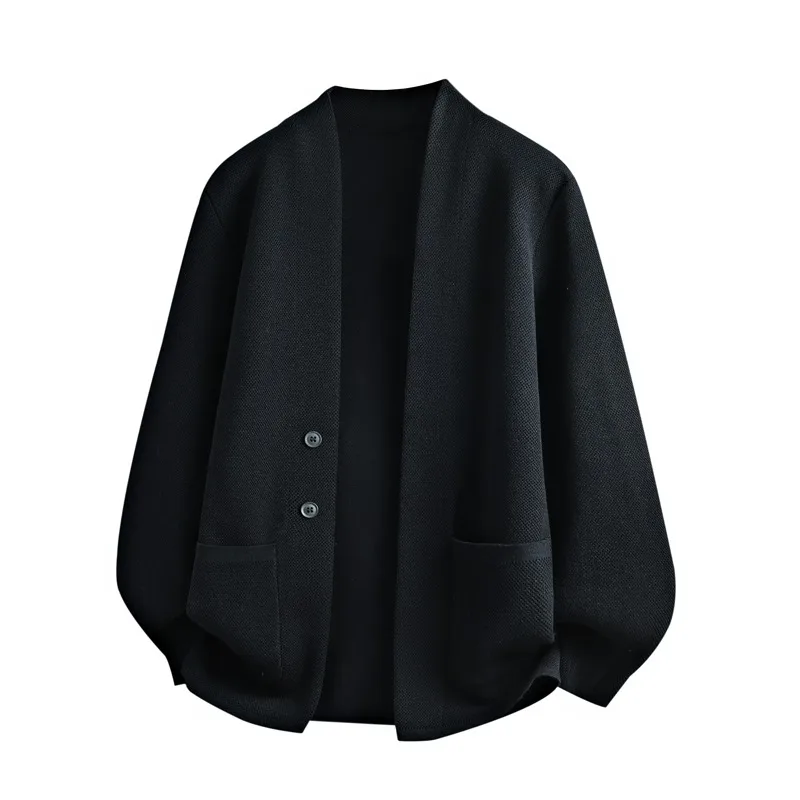 Men’s Solid Color Cardigan Long Sleeve Sweater Button Pocket Bottoming Sweater Fashionable Casual Top 2 Men's Solid Color Cardigan Long Sleeve Sweater Button Pocket Bottoming Sweater Fashionable Casual Top 2