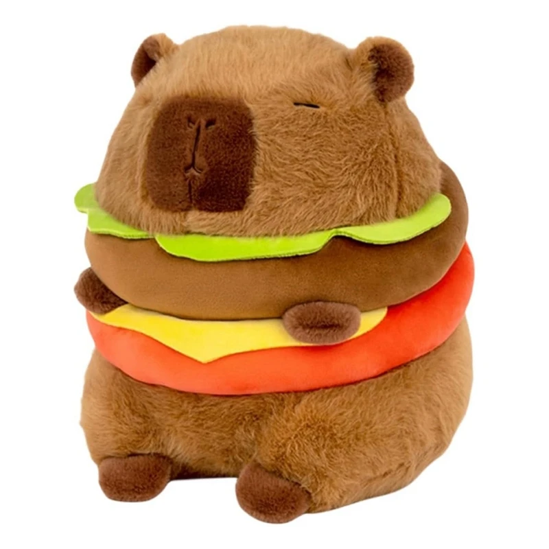 

1 PCS Realistic Capybara Burger Plush, Cute Capybara Stuffed Animal Pillow Plushie Toy, Soft Hamburger Food Stuffed Toys Doll