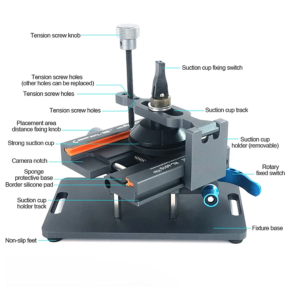RL-601S Plus Multifunctional Dismantling Screen Rotating Fixture Mobile Phone Back Cover Glass& LCD Screen Separator Repair Tool