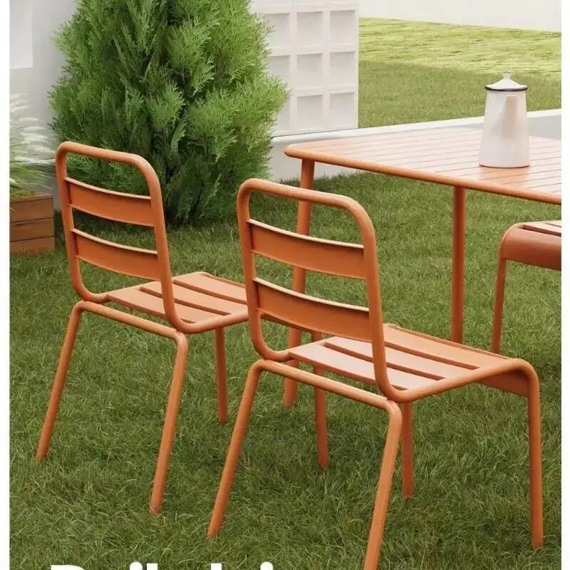 Chair Dining Simple Living Room Nordic Home Iron Stackable Leisure Outdoor Table Chairs Outdoor Chair Balcony Garden Chairs