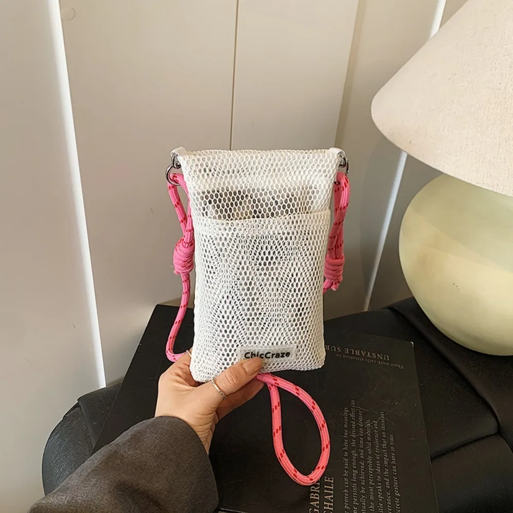 

Sweet Korean Style Nylon Mesh Bag Purse Crossbody Bag Nylon Shoulder Bag Wallet Bags Solid Color Mobile Phone Bag Women