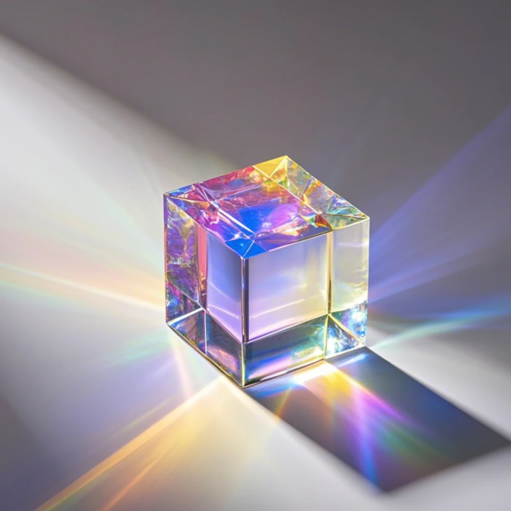 Optical Glass X-cube Dichroic Cube Prism RGB Laser Faceted Glass Crystal Pendant Rainbow Suncatcher Chandelier Dangle Lamp Parts