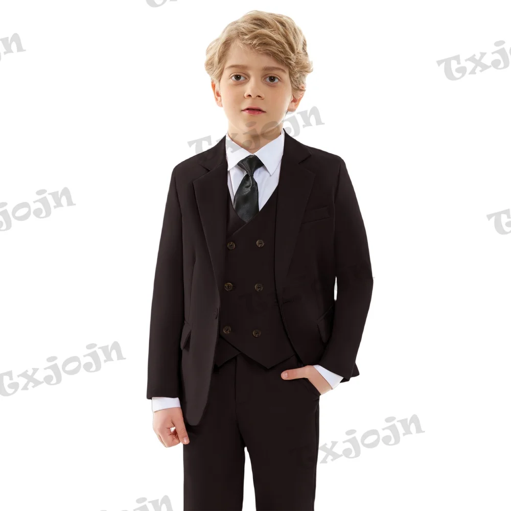 Classic Comfortable 4 Pieces Child Blazer Handsome Slim Fit Dresswear Suit Set For School Activities Kids Wedding Dress Clothes