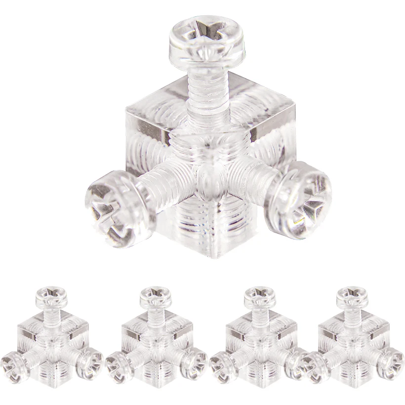 10000PCS/LOT Clear Acrylic Cubes Blocks 6-Sided Right Angle Corner Braces Shelf Joint Brackets + Screws