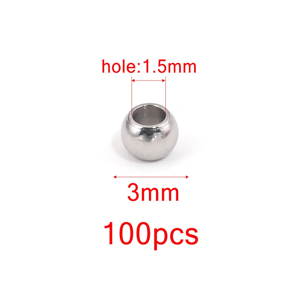 20–100 Stück, 3, 4, 5, 6, 8 mm, Edelstahl-Abstandsperlen, runde Kugel, lose Rocailles für DIY-Armbänder, Schmuckherstellung, Zubehör