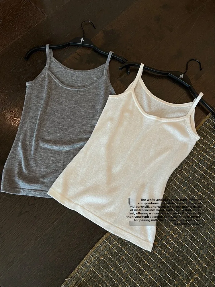 

4PRIL Женская облегающая однотонная шерстяная майка Basic Sle Весна Лето Тонкий ort Sve Цвет Универсальный базовый слой