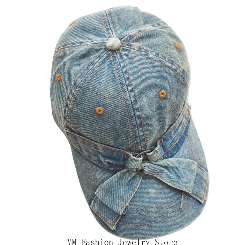 Fashionable Women Baseball Cap With Unique Bows Design Soft And Durable Cotton Hat Perfect For Travel And Sports D0UB