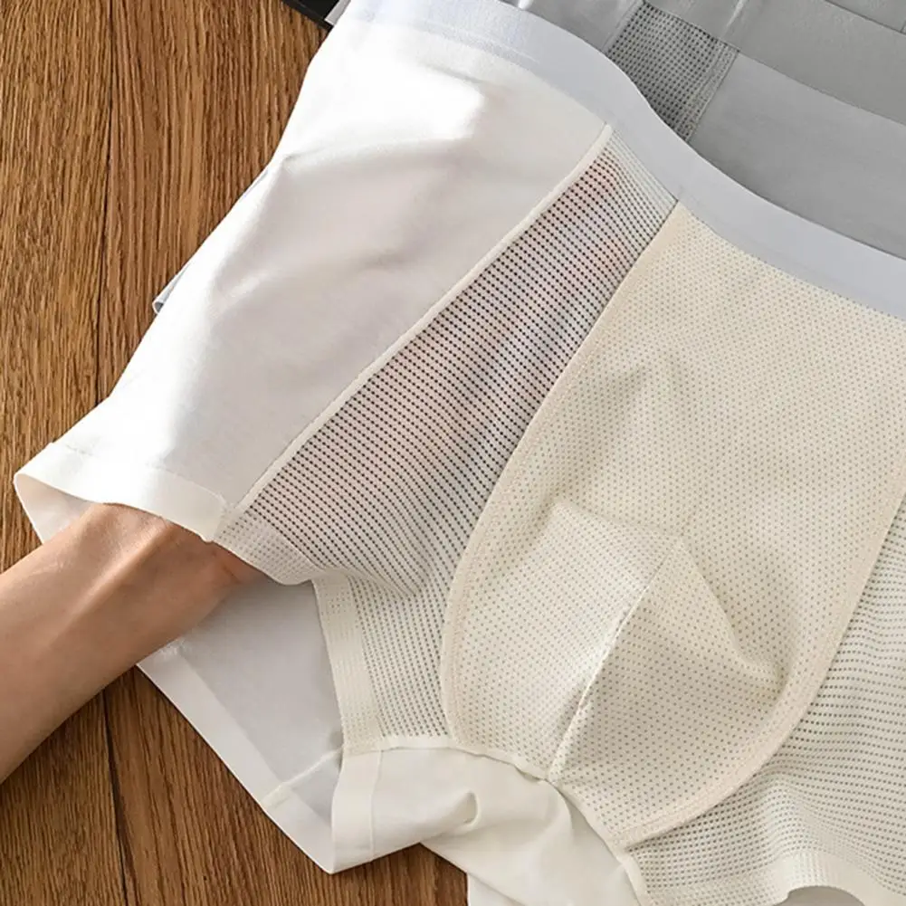 

Breathable Boxer Shorts Men's Breathable Mesh Boxer Briefs Slim Fit Pure Color Underwear Summer Thin Air Conditioning for Daily