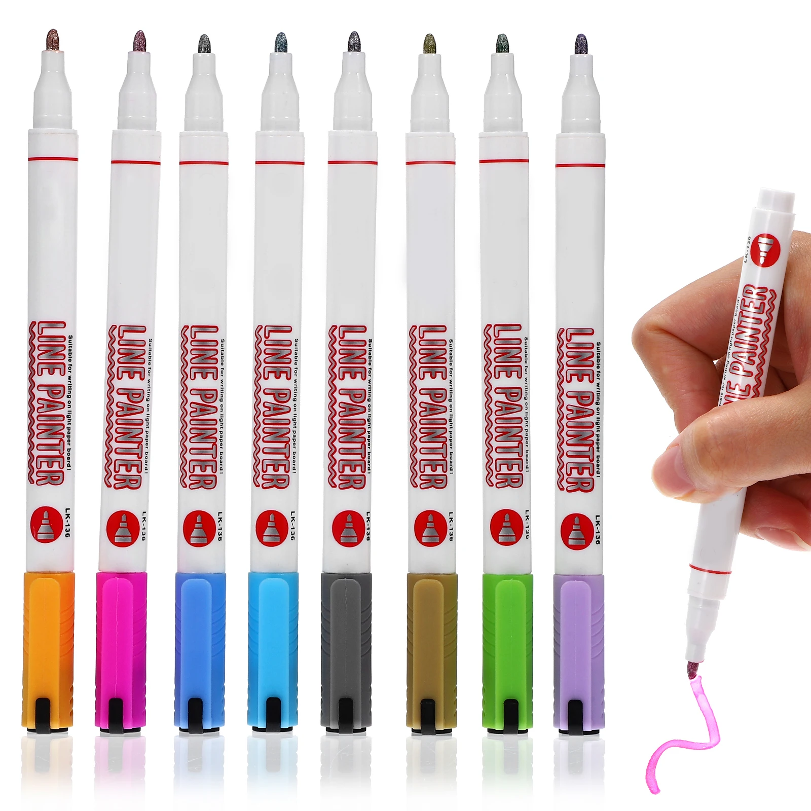 

8Pcs Outline Pen Set Glitter Markers Metallic Double Line Markers for Drawing Scrapbook Coloring Calligraphy Glitter Pens