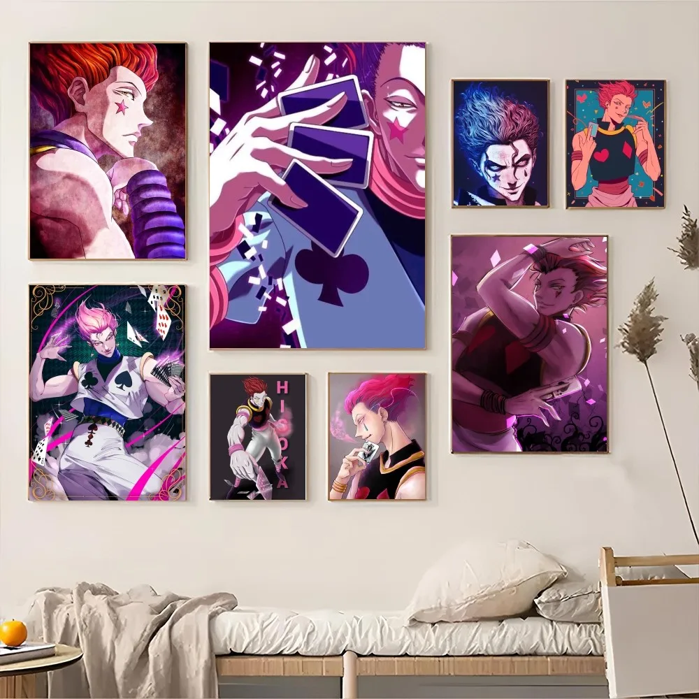 1PC Anime Hunter X Hunter Hisoka Poster Self-adhesive Art Waterproof Paper Sticker Coffee House Bar Room Wall Decor