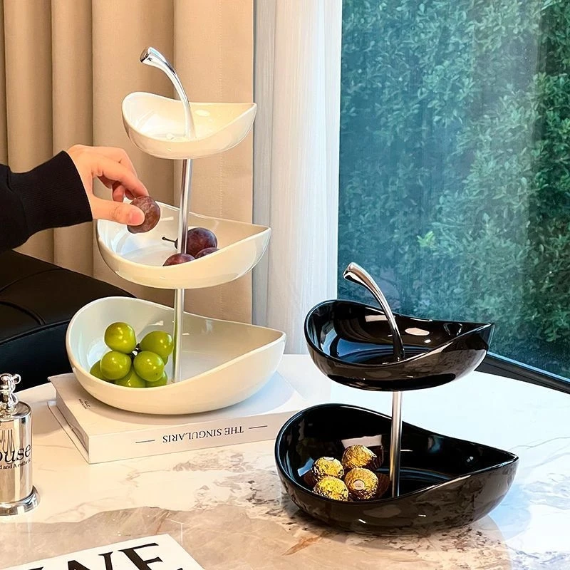 

Ceramic Fruit Tray Multi-Layer Snack Organizer For Coffee Table Kitchen Countertop Housewarming Gift Decorative Serving Bowls