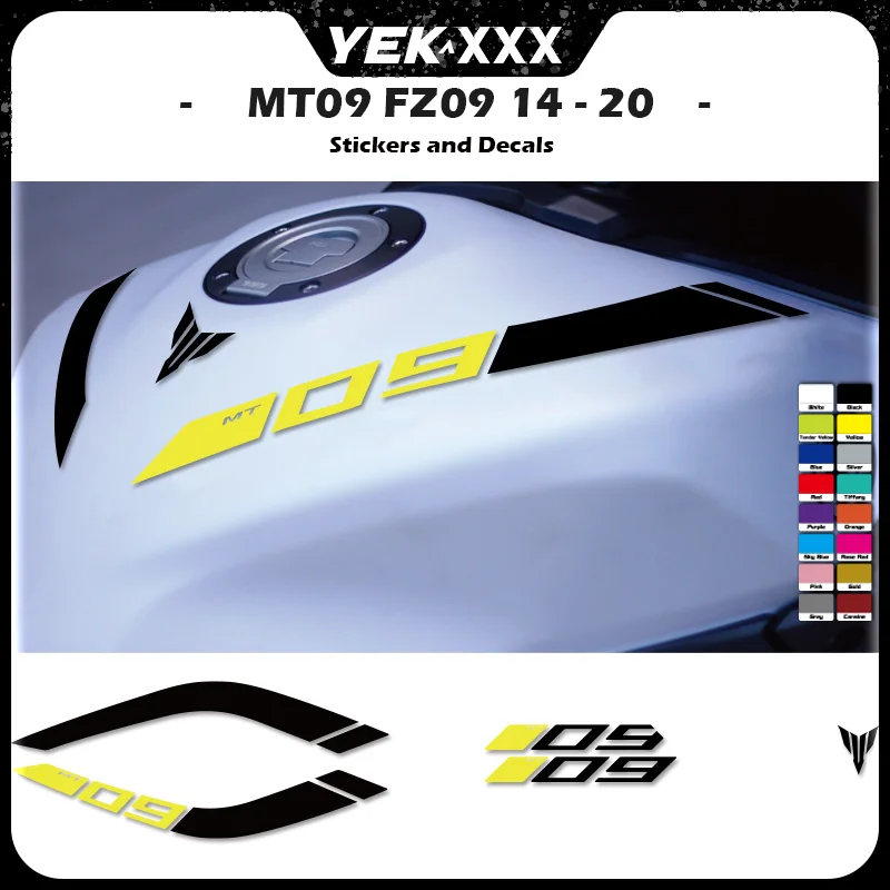 

Protective Motorcycle Tank Pad Decals For YAMAHA MT-09 MT09 FZ-09 FZ09 2014-2020 – Reflective Curve Design