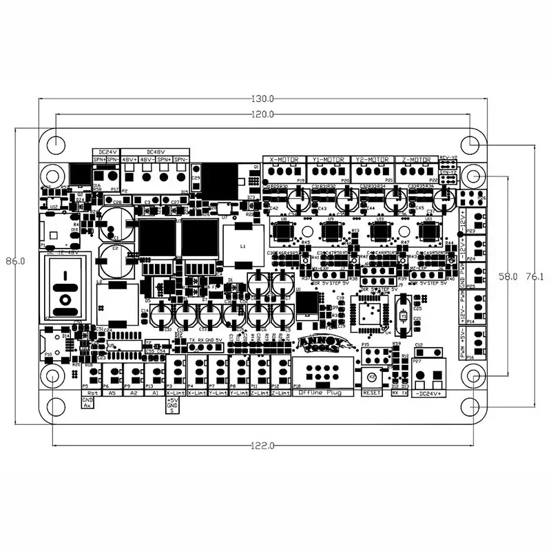 Imagem -04 - Grbl Controller Control Board para Cnc Laser Gravador 3axis Stepper Motor Suporte Offline Duplo Eixo y Usb Driver Board