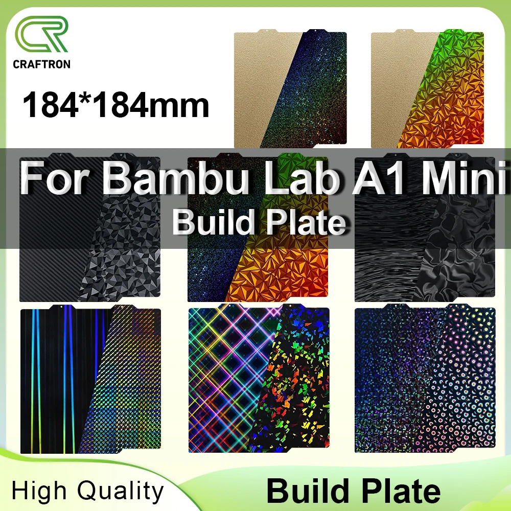 

For Bambu lab A1 Mini PEI Plate 184x184mm PEO PET PEI Spring Steel Sheet Double Sided Print Bed for Bambulab A1 Mini Build Plate