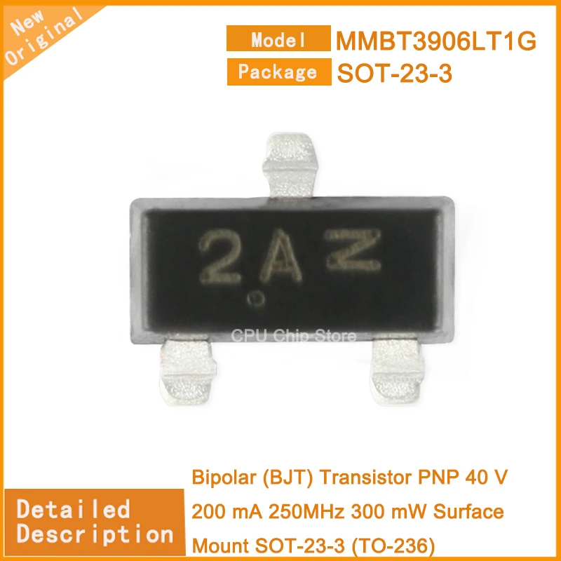 100Pcs/Lot  New Original  MMBT3906LT1G MMBT3906 Bipolar (BJT) Transistor PNP 40 V 200 mA 250MHz 300 mW Surface Mount SOT-23-3